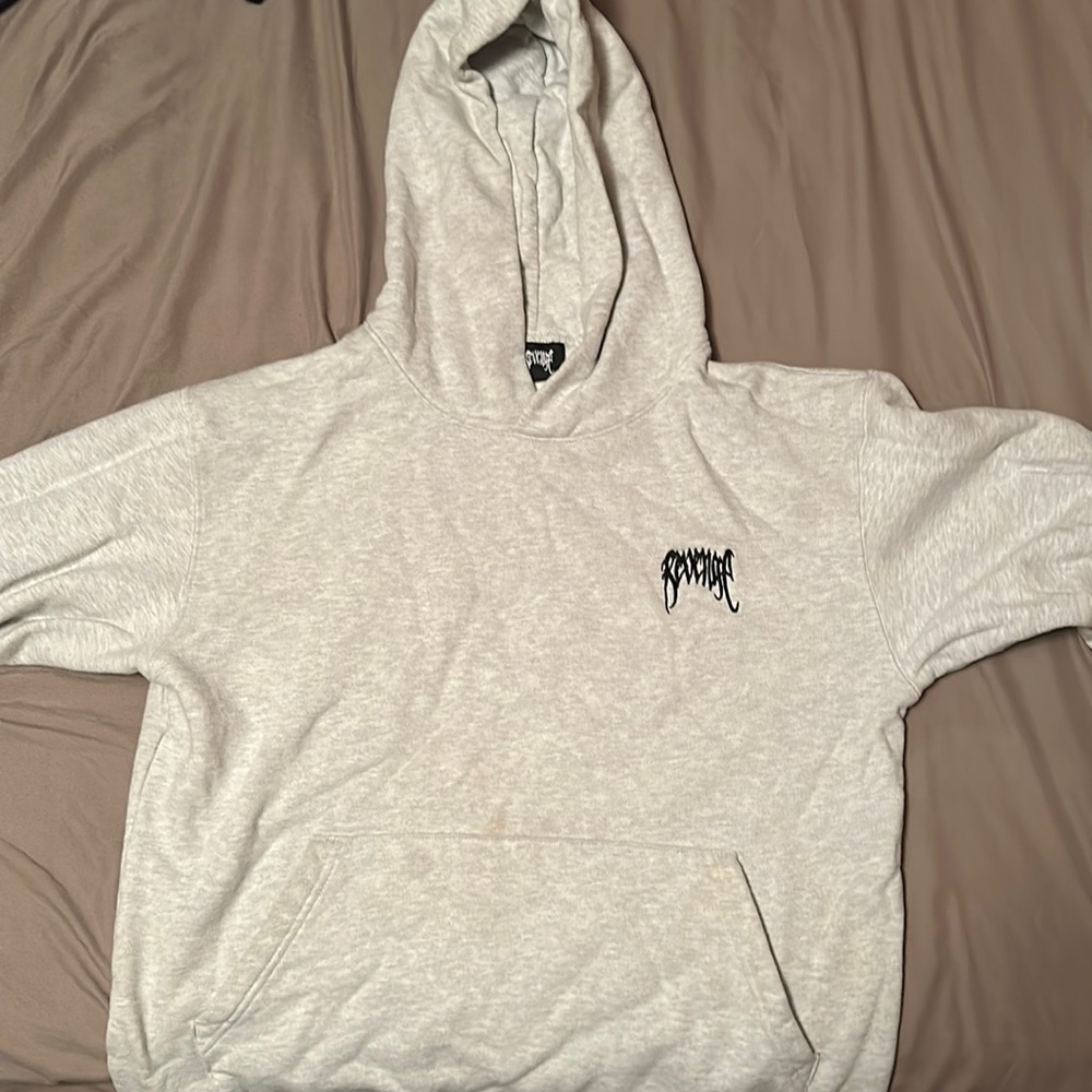 Revenge hoodie grey worn once 2 lite stains
